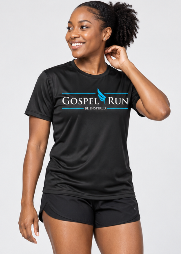 Gospel Run “Be Inspired” A4 Tech T-Shirt – Black
