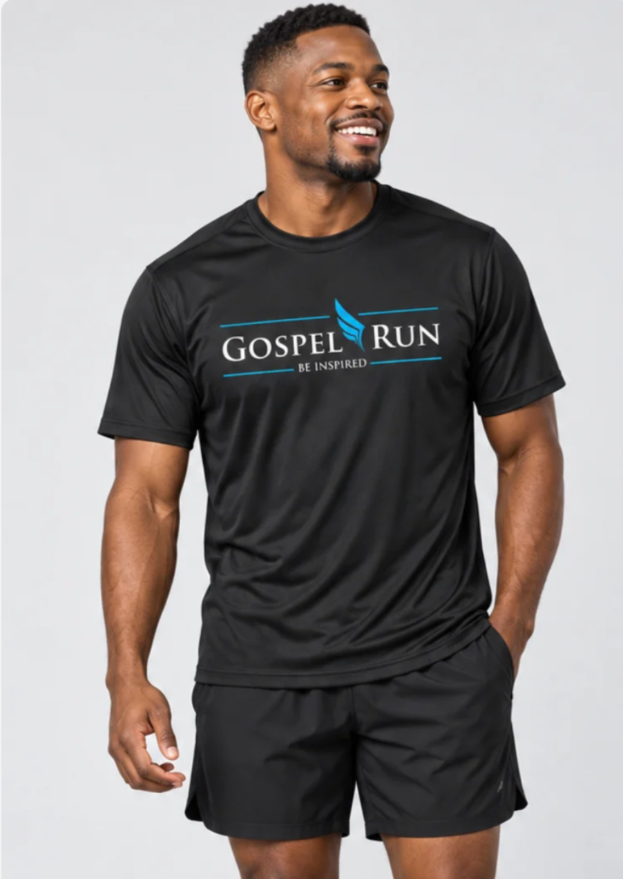 Gospel Run “Be Inspired” A4 Tech T-Shirt – Black