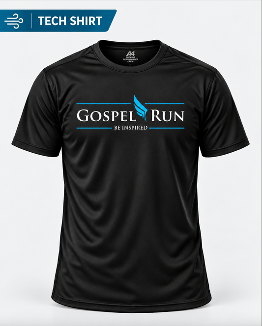 Gospel Run “Be Inspired” A4 Tech T-Shirt – Black